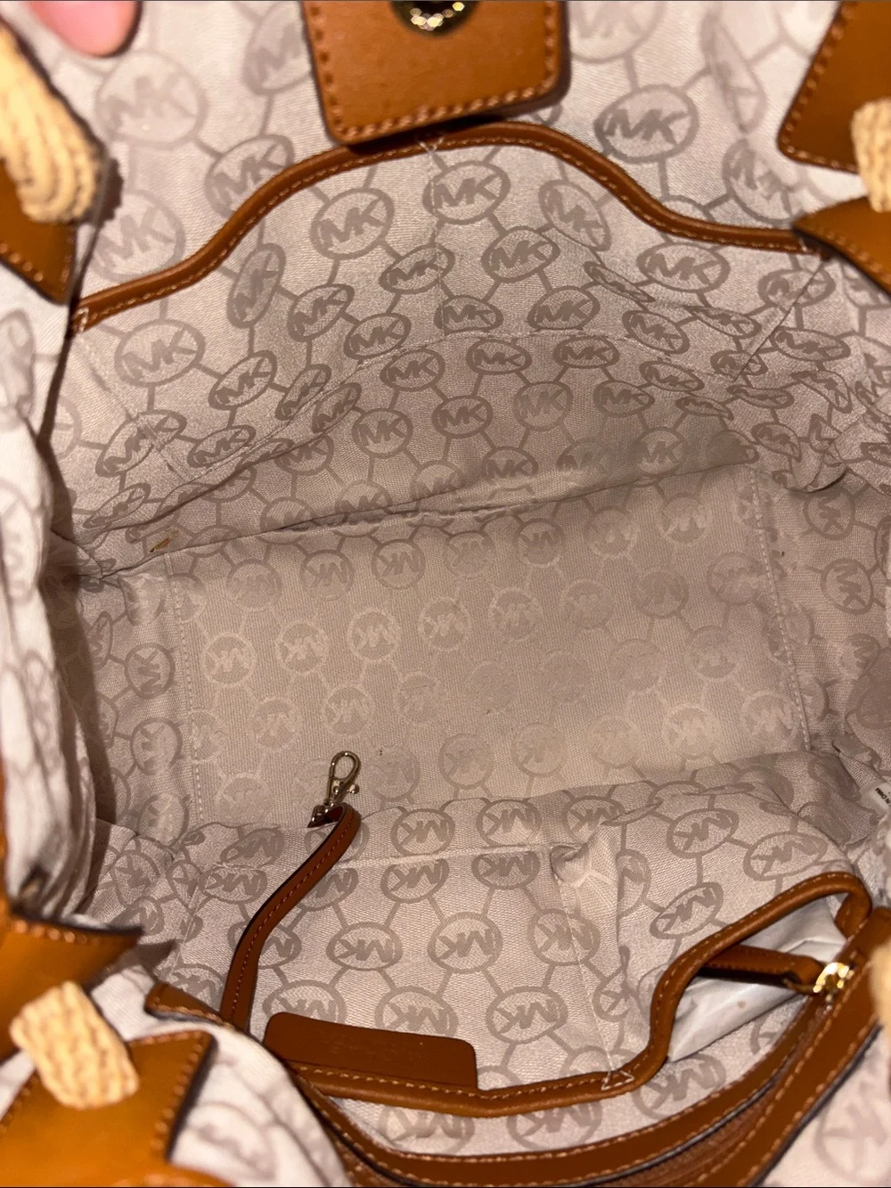Michael Kors Gola Canvas Tote with Rope Handles and Gold MK Charm